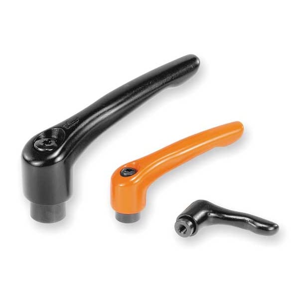 Adjustable Handle, Modern Design, Sz. 2, M08, Die Cast Zinc Black Satin, Comp: Steel