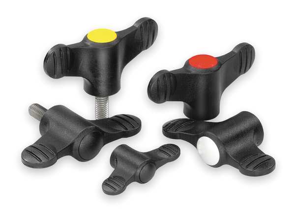 Wing Grip D=M05 A=50, H=24, Form: K, Plastic Black, Comp: Stainless Steel 1.4305