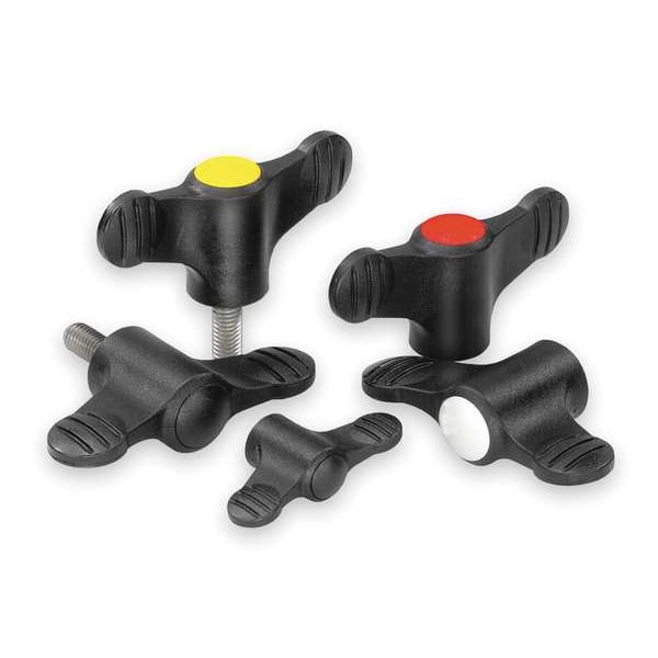 Wing Grip D=3/8-16 A=75, H=35, 6, Form: K, Plastic Black, Comp: Steel, Blue-Passivated