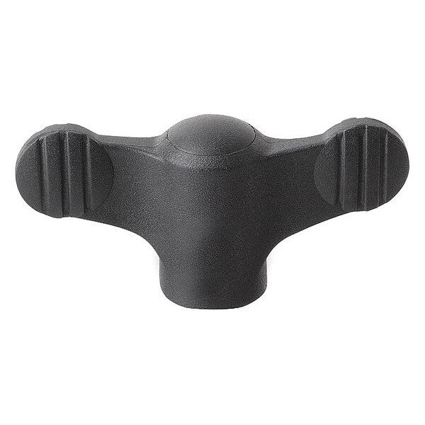 Wing Grip D=1/4-20 A=50, H=24, Form: K, Plastic Black, Comp: Steel, Blue-Passivated, Cap: Black
