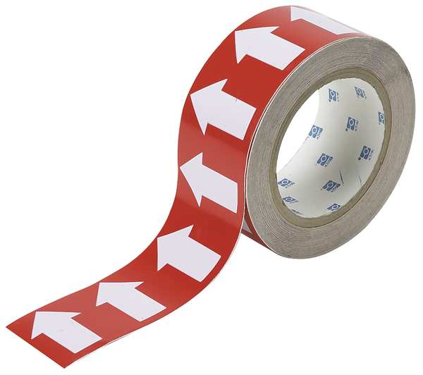 Arrow Tape, White/Red, 4 In. W, 90 ft. L