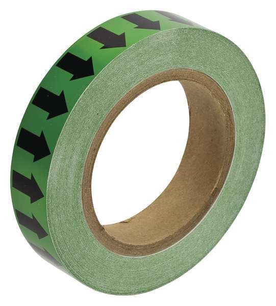 Arrow Tape, Black/Green, 1 In. W, 91412