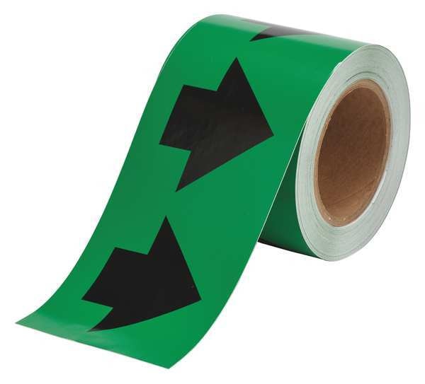 Arrow Tape, Black/Green, 4 In. W, 91408