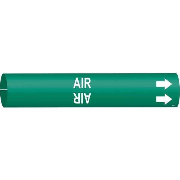 Pipe Marker, Air, Green, 3/4 to 1-3/8 In