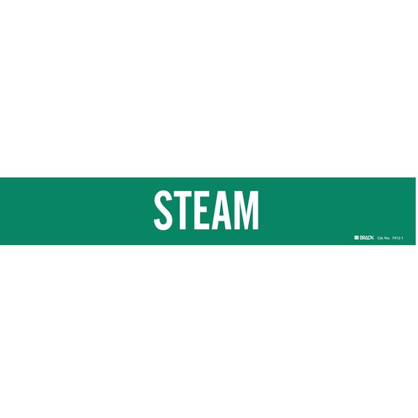 Pipe Marker, Steam, Grn, 2-1/2 to 7-7/8 In