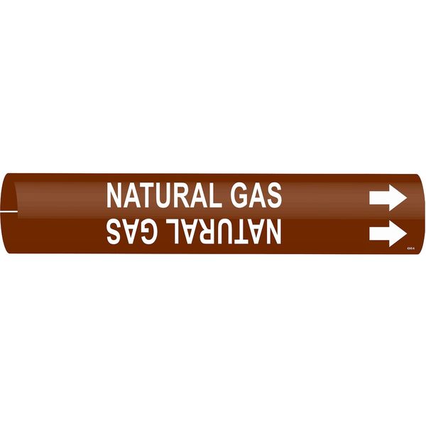 Pipe Marker, Natural Gas, Br, 3/4to1-3/8 In