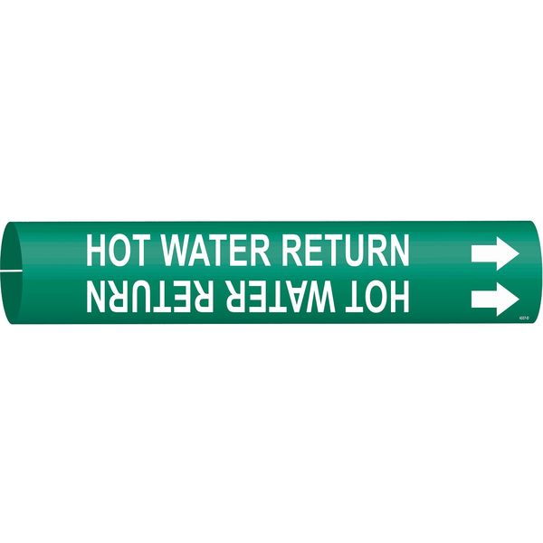 Pipe Marker, Hot Water Return, Gn, 4 to6 In