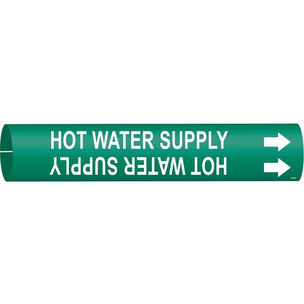 Pipe Marker, Hot Water Supply, Gn, 4 to6 In