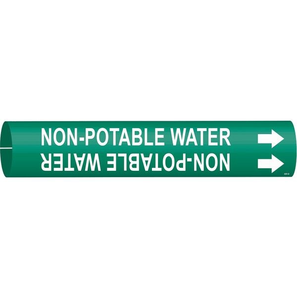 Pipe Marker, Non-Potable Water, Gn, 4to6 In
