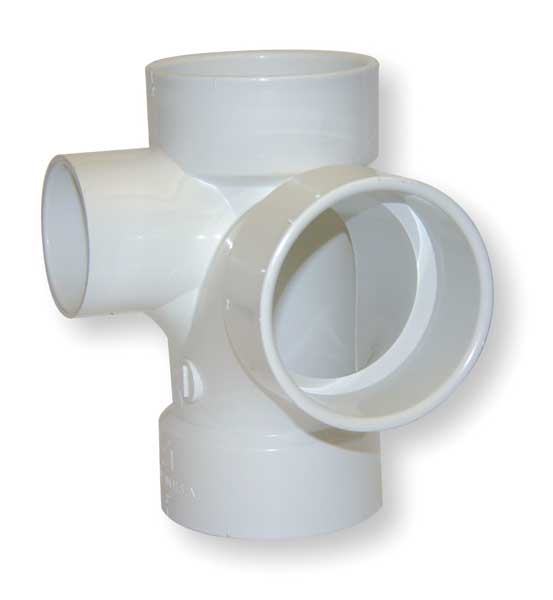 PVC Street Elbow, 90 Degrees, Long Sweep, Spigot x Hub, 2 in Pipe Size