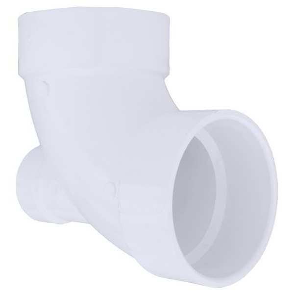 PVC 90 Degree Low Heel Inlet Elbow, Hub, 4 in x 4 in x 2 in Pipe Size