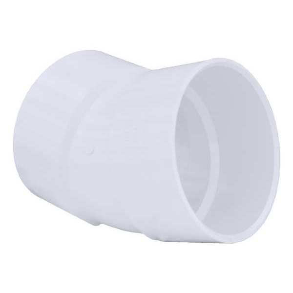 PVC Elbow, 22-1/2 Degrees, Hub, 6 in Pipe Size