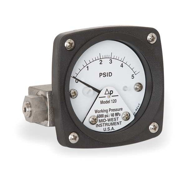 Pressure Gauge, 0 to 5 psi