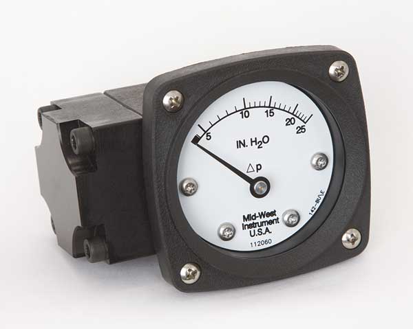 Pressure Gauge, 0 to 25 In H2O