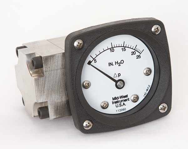 Pressure Gauge, 0 to 25 In H2O