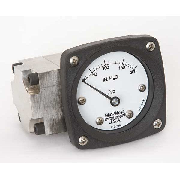 Pressure Gauge, 0 to 200 In H2O