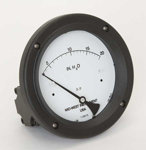 Pressure Gauge, 0 to 20 In H2O