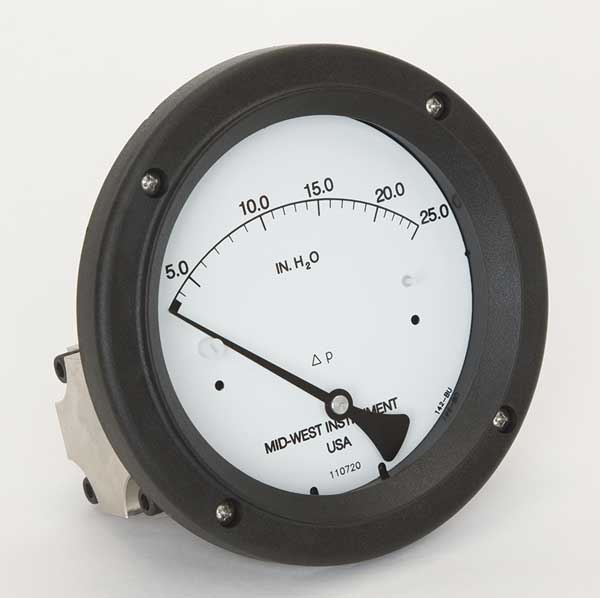 Pressure Gauge, 0 to 25 In H2O