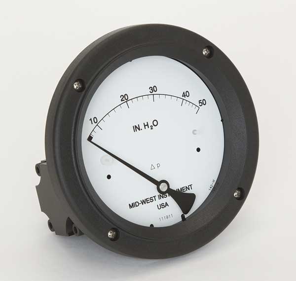 Pressure Gauge, 0 to 50 In H2O