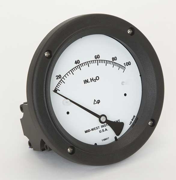 Pressure Gauge, 0 to 100 In H2O