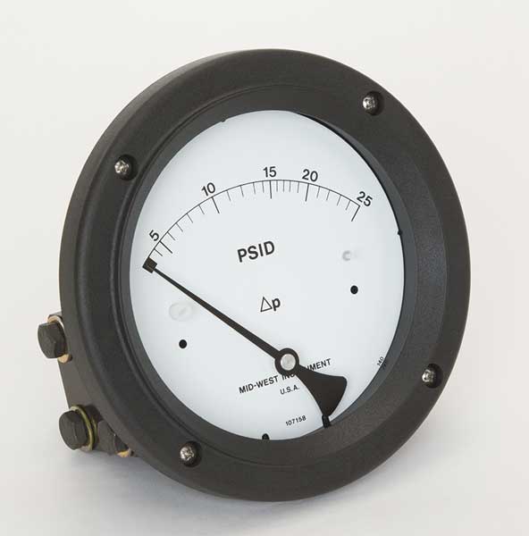 Pressure Gauge, 0 to 25 psi
