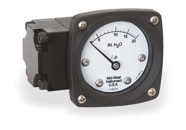 Pressure Gauge, 0 to 20 In H2O