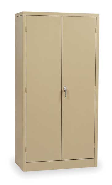 Stationary Storage Cabinet, 24 Gauge Steel, 66 in H x 30 in W x 15 in D, Tan
