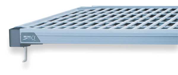 Plastic Shelf, Ventilated Style, 24 in D, 60 in W, 1 13/16 in H, Taupe/Blue