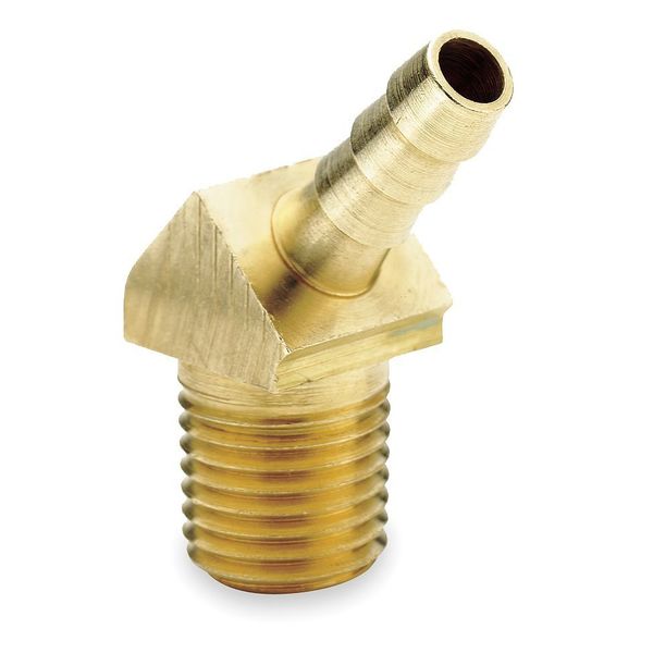 45 Degrees Elbow Crimped or Hose Clamp, 1/4 in Hose I.D, 1/8 in Thread