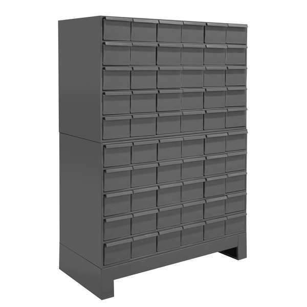 Prime Cold Rolled Steel Enclosed Bin Shelving, 34 in W x 48 in H x 12 1/4 in D, 10 Shelves, Gray