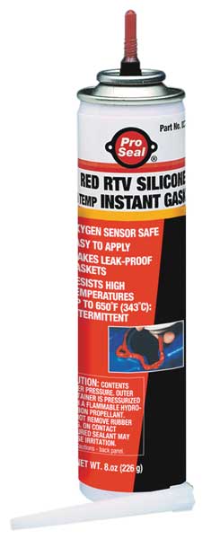 High Temp., Sensor-Safe RTV Silicone Gasket Maker, 8 oz, Red, Temp Range -70 to 650 Degrees F