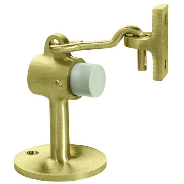 Hook-Style Door Holder, Cast Brass, Gold, 3-3/4