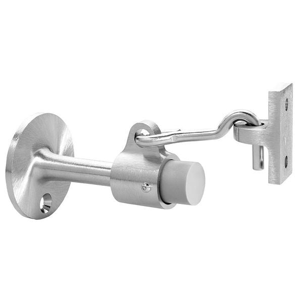 Hook-Style Door Holder, Brass, Silver, 1-3/4