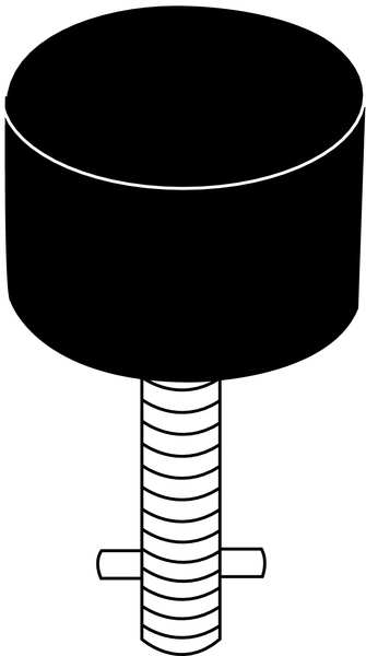Rubber Bumper Door Stop, Molded Rubber, Black, 1-1/2