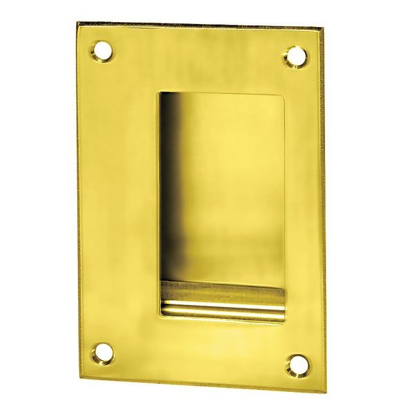 Recessed Pull Handle, Polished Brass, Clips/Fasteners