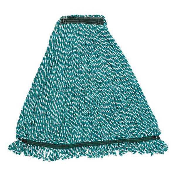 5 in String Wet Mop, 22 oz Dry Wt, Side Gate Connection, Looped-End, Green, Microfiber