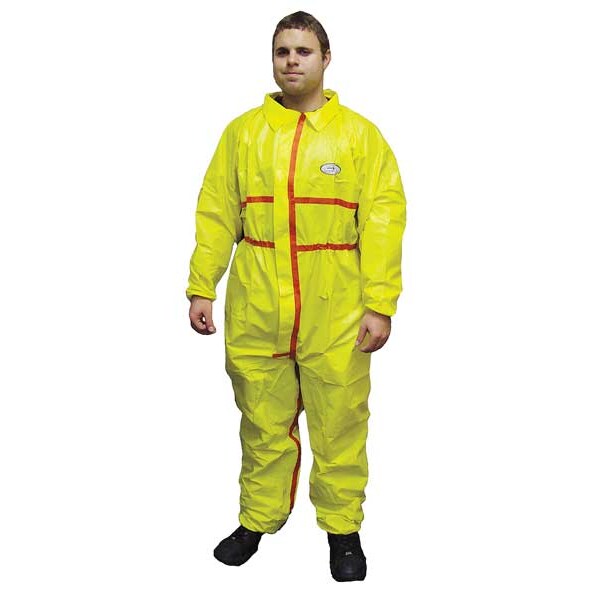 Collared Chemical Resistant Coveralls, Yellow, Zipper