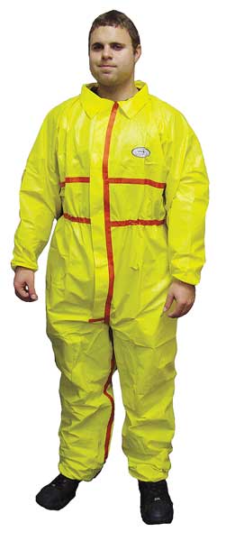 Collared Chemical Resistant Coveralls, Yellow, Zipper