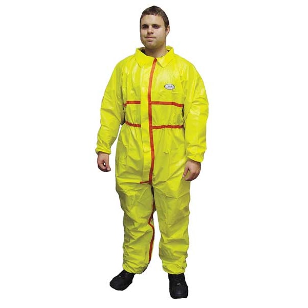 Collared Chemical Resistant Coveralls, Yellow, Zipper