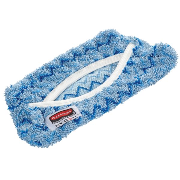 8-1/4 in L Flat Mop Pad, 0.322 oz Dry Wt, Quick Change Connection, Blue/White, Microfiber