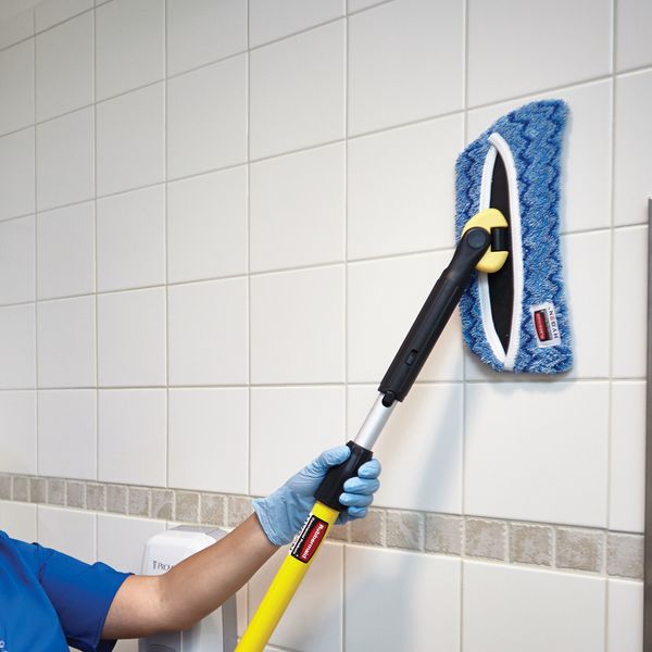 8-1/4 in L Flat Mop Pad, 0.322 oz Dry Wt, Quick Change Connection, Blue/White, Microfiber