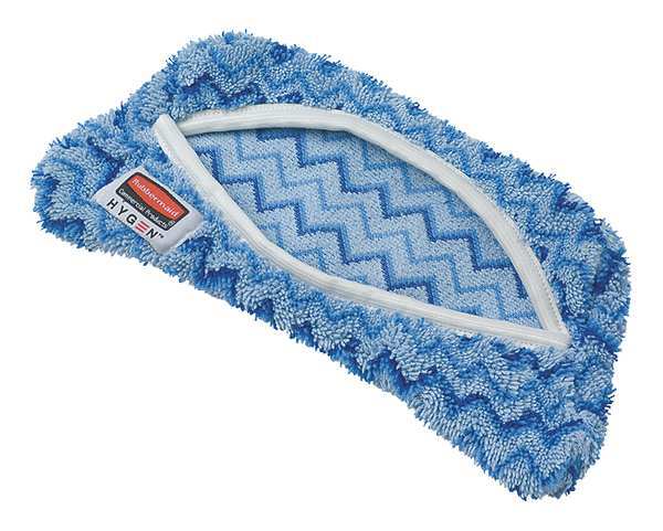 8-1/4 in L Flat Mop Pad, 0.322 oz Dry Wt, Quick Change Connection, Blue/White, Microfiber