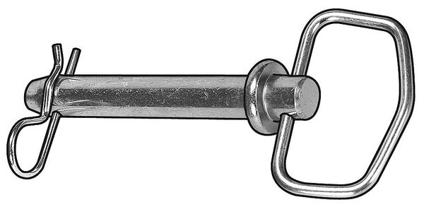 Hitch Pin, Std, Stl, Zinc, 5/8x6 1/2 L
