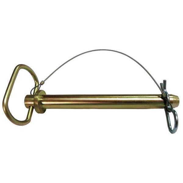 Hitch Pin, Std, Stl, Zinc, 3/8x4 3/8 L