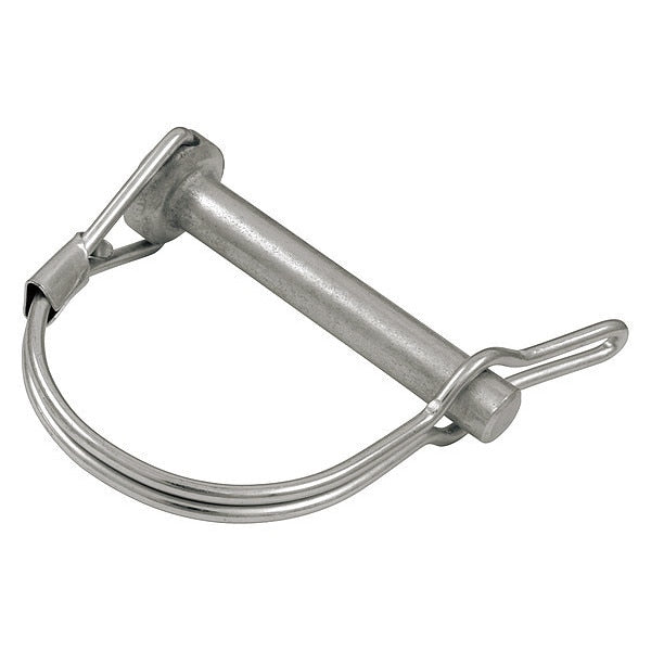 Safety Pin, Low Carbon Steel, Zinc, 3/8 in Pin Dia, 1 3/4 in Usbl L, 2 in L, 5 PK