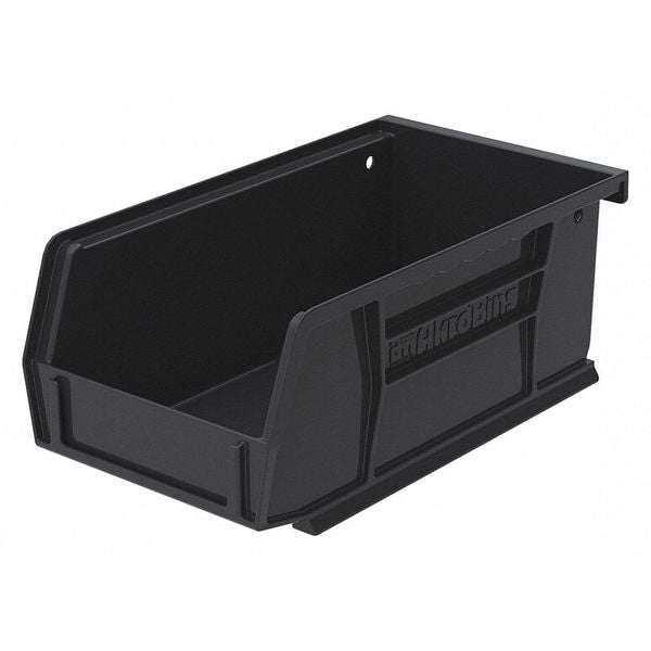 Hang & Stack Storage Bin, Black, Plastic, 7 3/8 in L x 4 1/8 in W x 3 in H, 10 lb Load Capacity