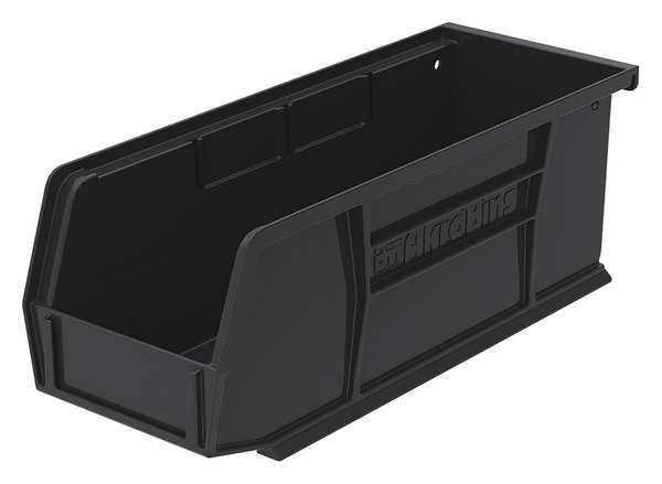 Hang & Stack Storage Bin, Black, Plastic, 10 7/8 in L x 4 1/8 in W x 4 in H, 30 lb Load Capacity