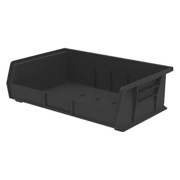 Hang & Stack Storage Bin, Black, Plastic, 10 7/8 in L x 16 1/2 in W x 5 in H, 60 lb Load Capacity