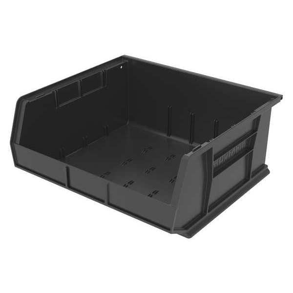 Hang & Stack Storage Bin, Black, Plastic, 14 3/4 in L x 16 1/2 in W x 7 in H, 75 lb Load Capacity