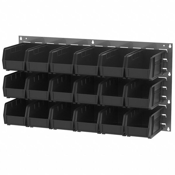 Hang & Stack Storage Bin, Black, Plastic, 10 7/8 in L x 5 1/2 in W x 5 in H, 30 lb Load Capacity